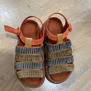 [FARM Rio] Orange Beeded Sandals